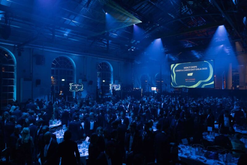 Mercy Ships Geneva Cargo Day Gala 2025 event with crowd